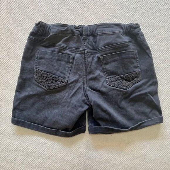 MUDD Girl's Plus Gray Twill Shorts-Adjustable Waist & Macrame Detail - Size 16.5 - Picture 3 of 4